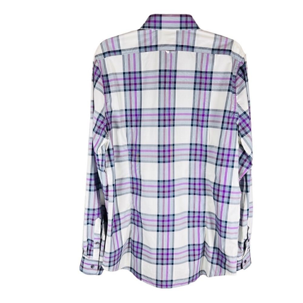 Express Fitted Button Down Long Sleeve Shirt Purp… - image 2
